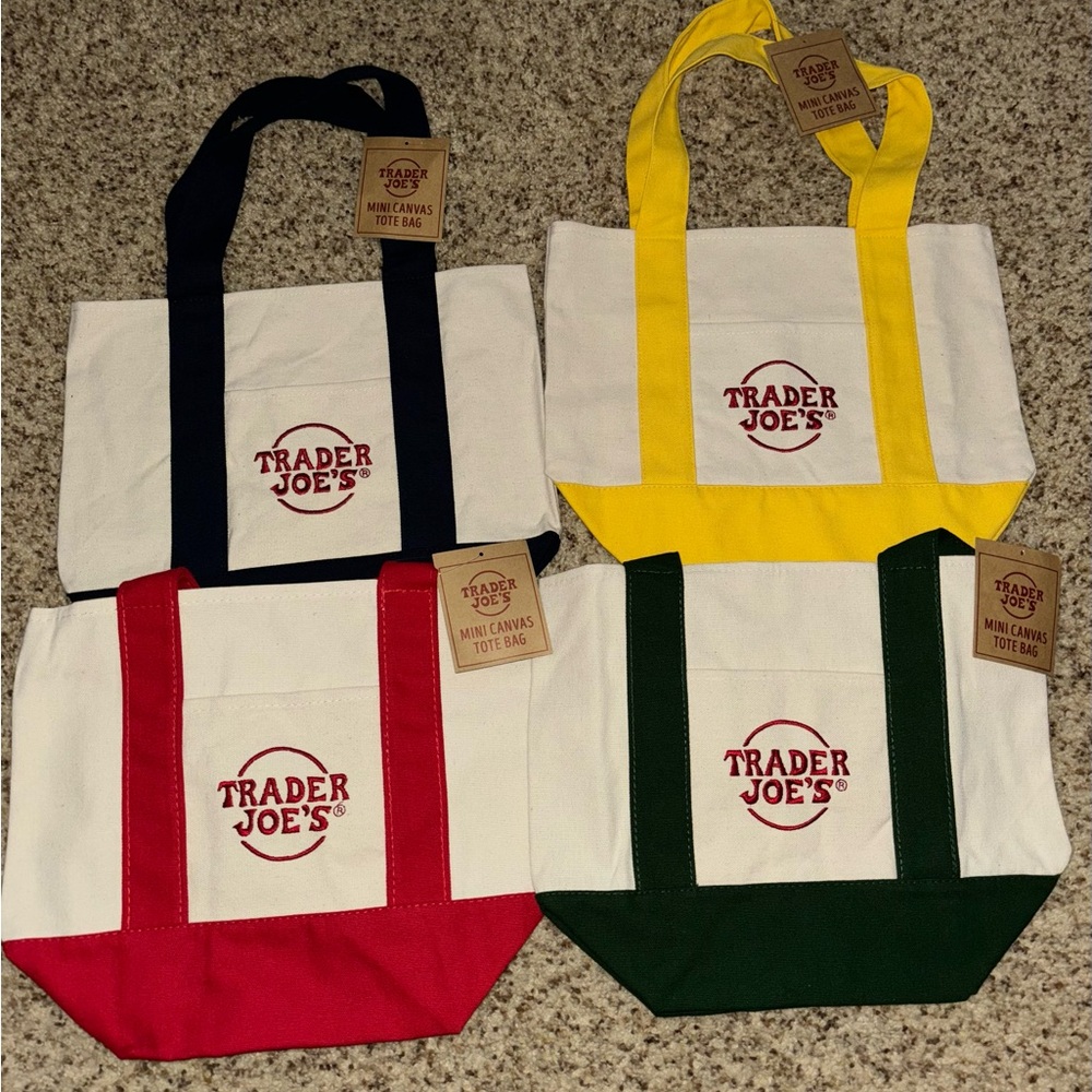 Trader Joe’s Mini Canvas Tote Bags BRAND NEW SET OF 4